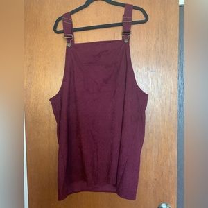 Maroon Corduroy Overalls Skirt/Dress